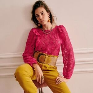 Sezane Pink Lace Blouse